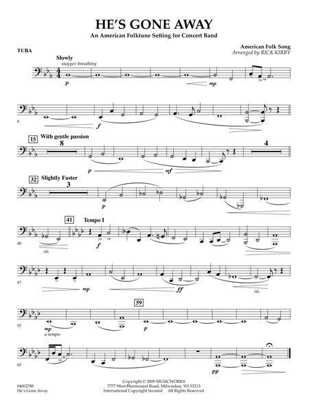 He's Gone Away (An American Folktune Setting for Concert Band) - Tuba