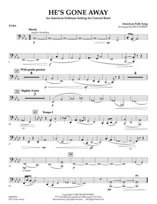 He's Gone Away (An American Folktune Setting for Concert Band) - Tuba