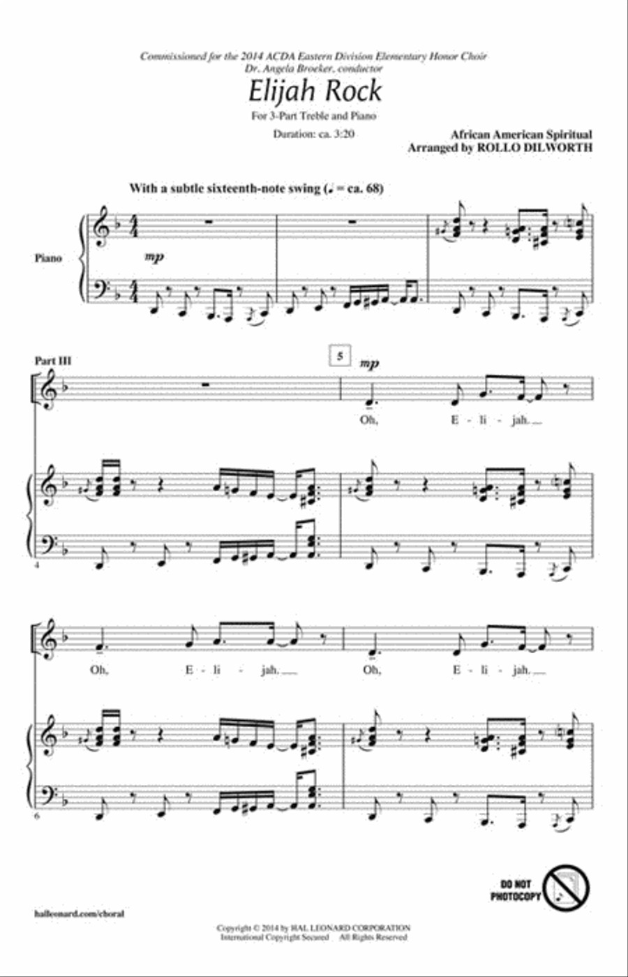Elijah Rock 3-Part scores gallery preview page 2