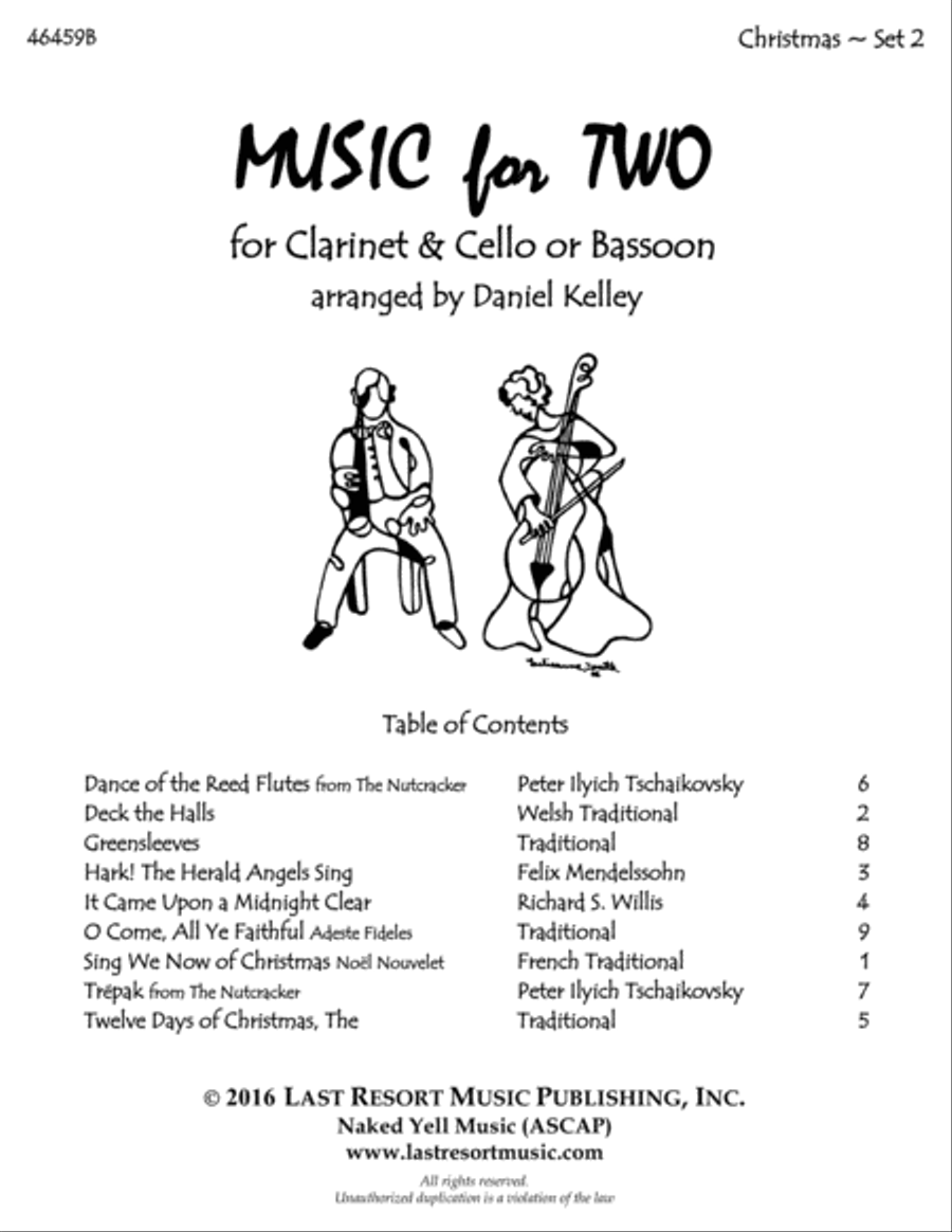 Christmas Duets for Clarinet and Cello or Clarinet and Bassoon - Set 2 - Music for Two Woodwind Ensemble scores gallery preview page 3