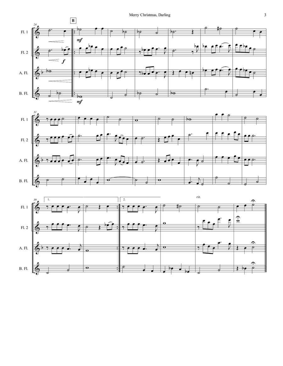 Merry Christmas, Darling Merry Christmas, Darling Flute Choir scores gallery preview page 4