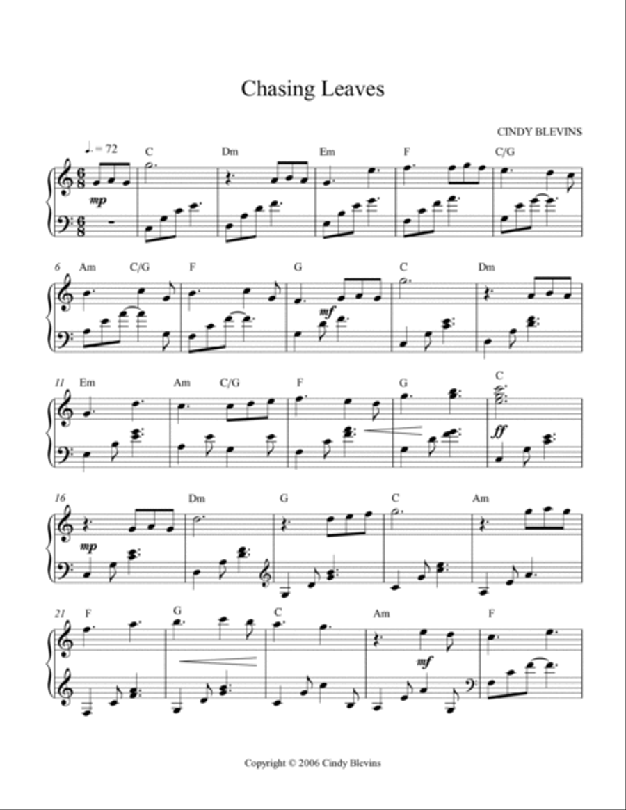 Chasing Leaves, original solo for Lap Harp Lap Harp scores gallery preview page 2
