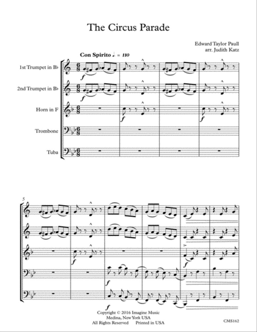 The Circus Parade Brass Quintet scores gallery preview page 4