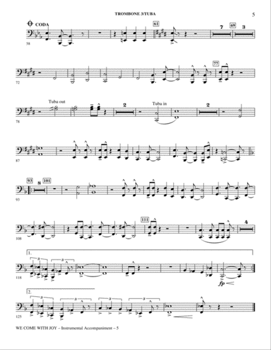 We Come With Joy Orchestration - Trombone 3/Tuba Choir scores gallery preview page 5