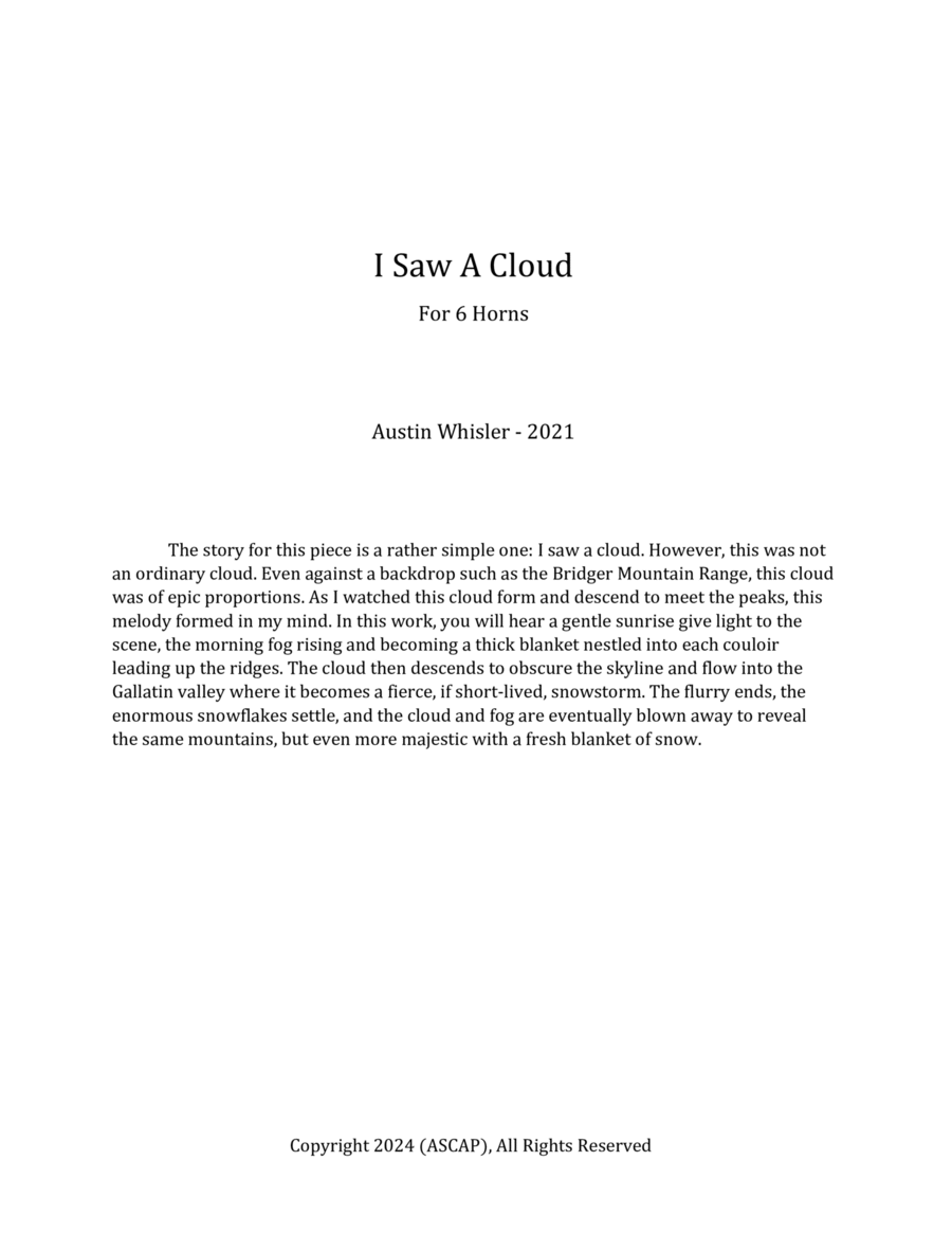 I Saw a Cloud Chamber Music scores gallery preview page 1