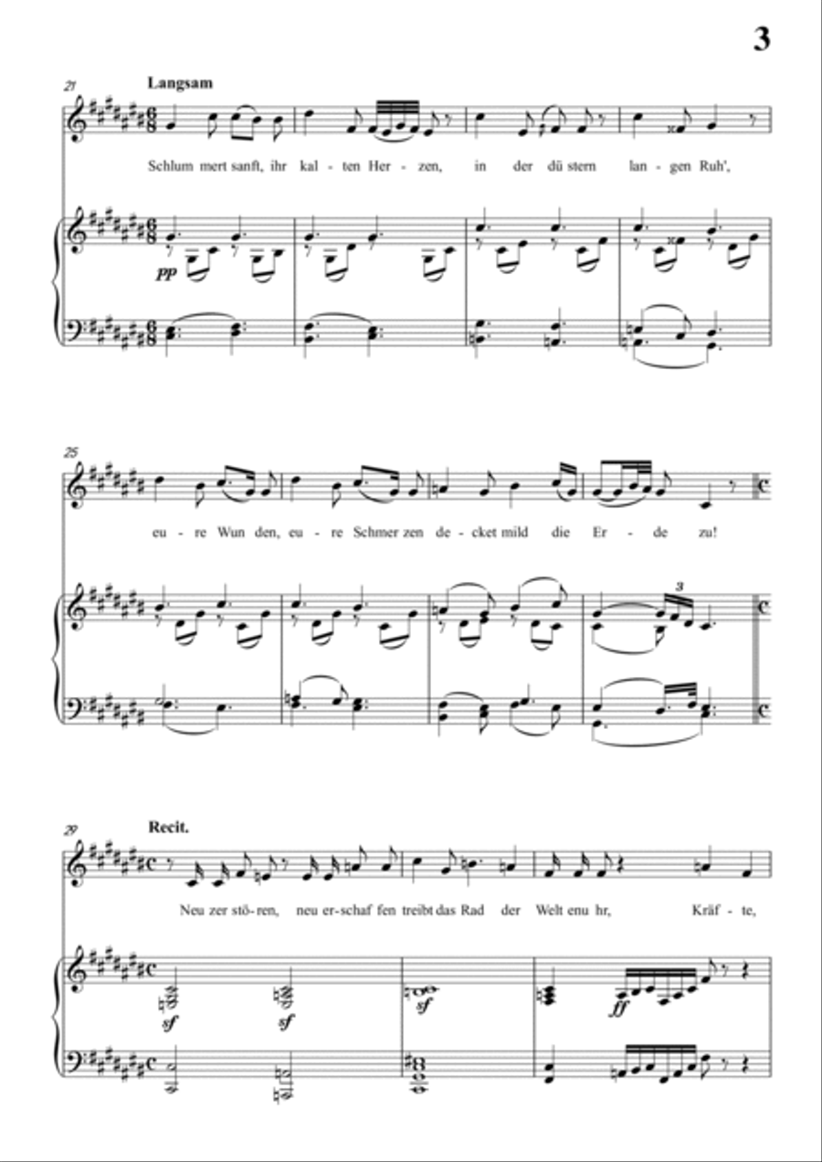 Schubert-Auf einem Kirchhof in bG for Vocal and Piano Voice scores gallery preview page 4