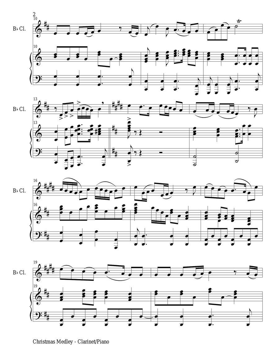 CHRISTMAS JOY MEDLEY (Bb Clarinet/Piano and Clar Part) B-Flat Clarinet scores gallery preview page 2