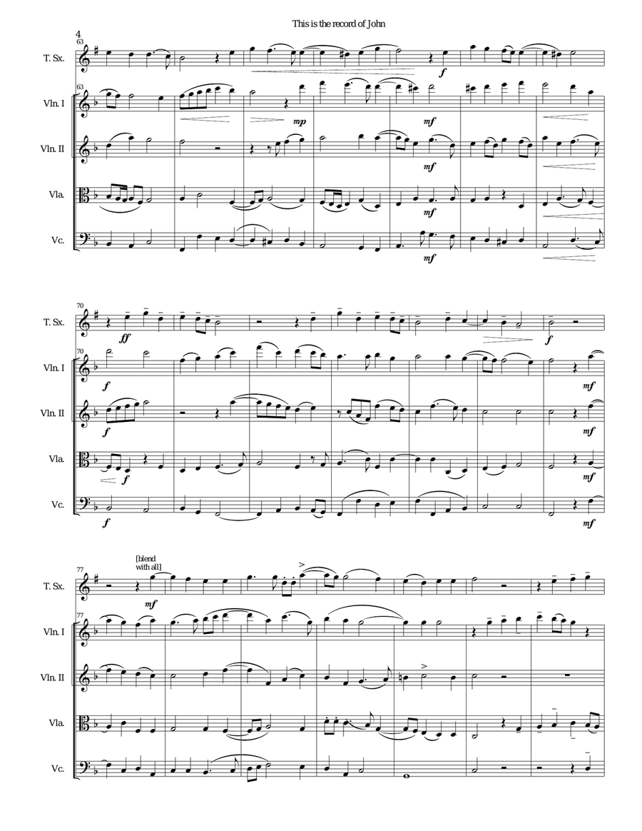 This is the record of John for tenor saxophone and string quartet Chamber Orchestra scores gallery preview page 4