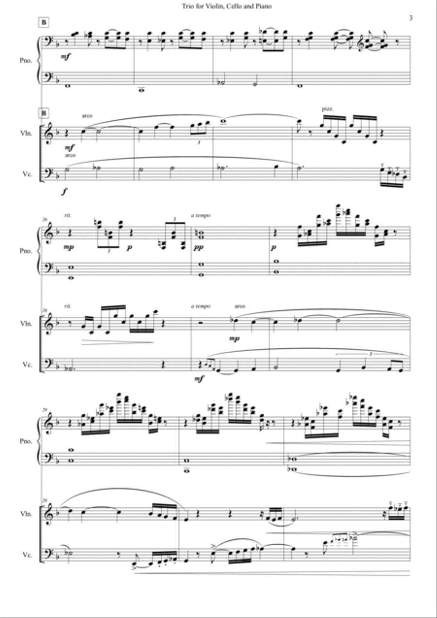 Trio for Piano, Violin and Cello String Orchestra scores gallery preview page 3