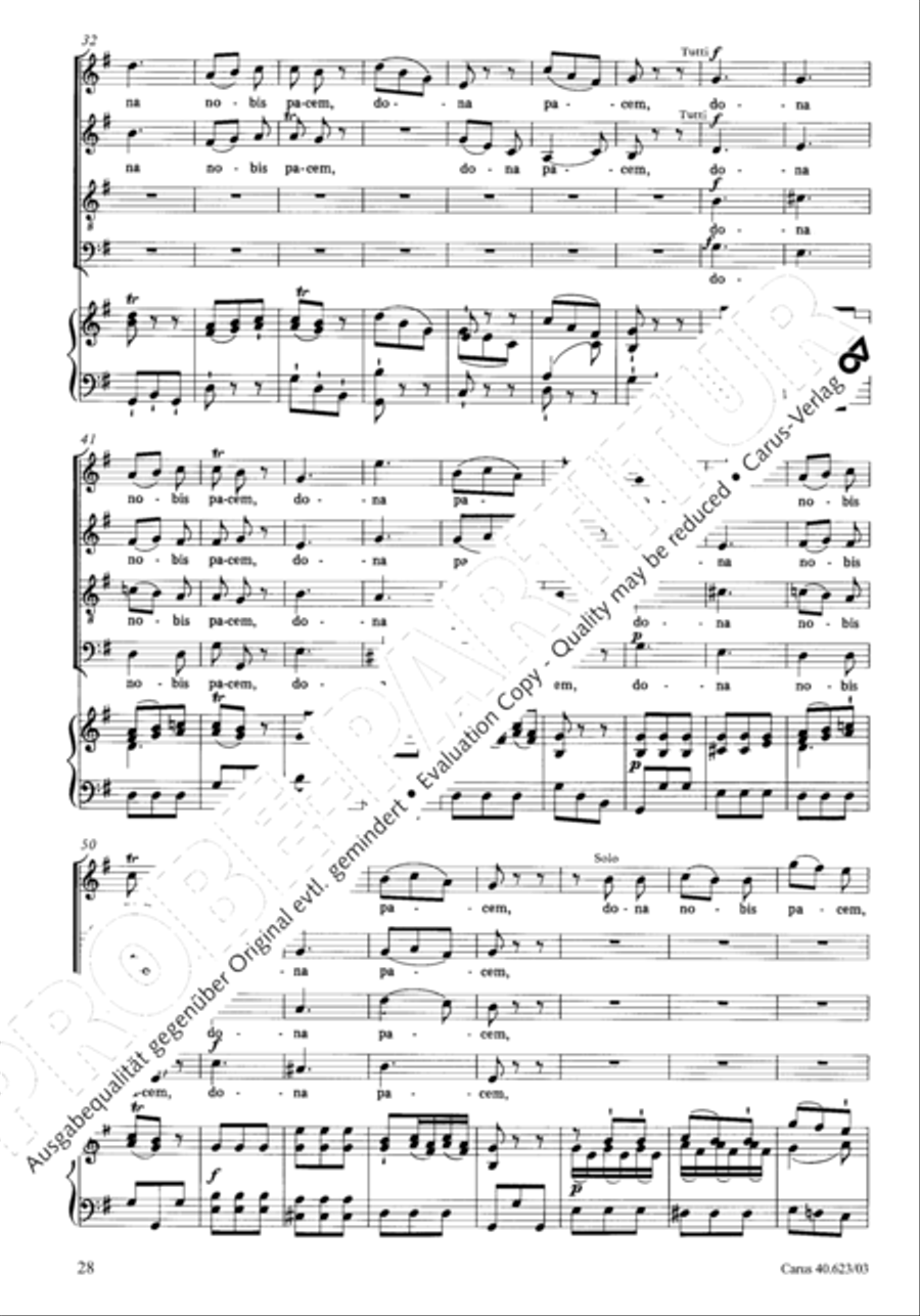 Missa brevis in G major 4-Part scores gallery preview page 31