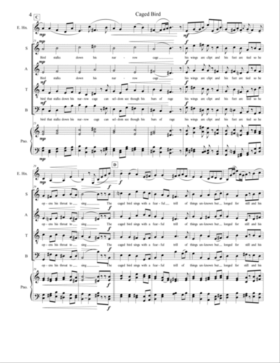 Caged Bird 4-Part scores gallery preview page 4