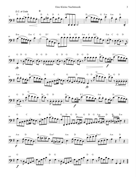 Mozart 1787 KV 525 Eine Kleine Nachtmusik Fakecharts Chords Flute Clarinet or Bassoon Solo