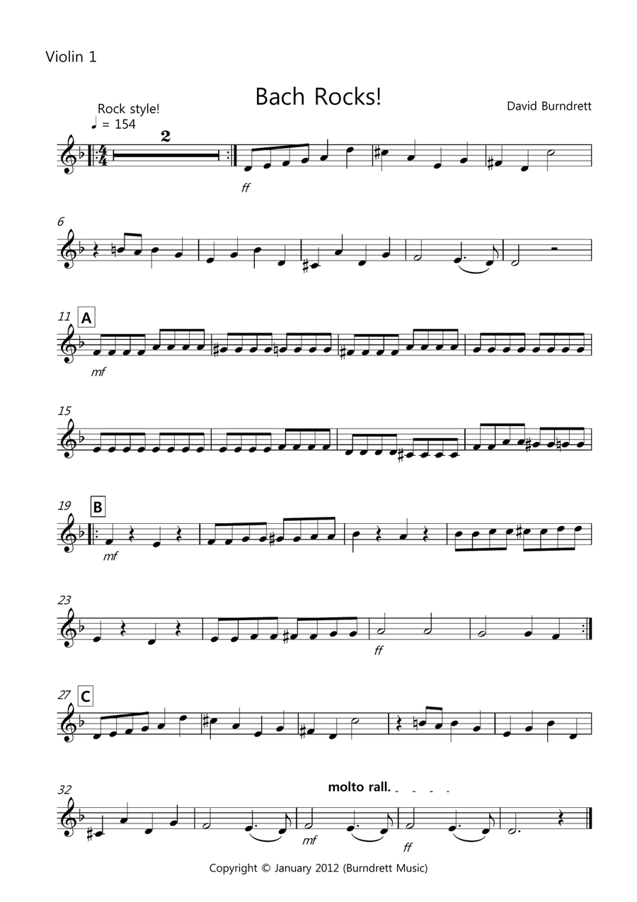 Bach Rocks! for Violin Quartet Violin Solo scores gallery preview page 4