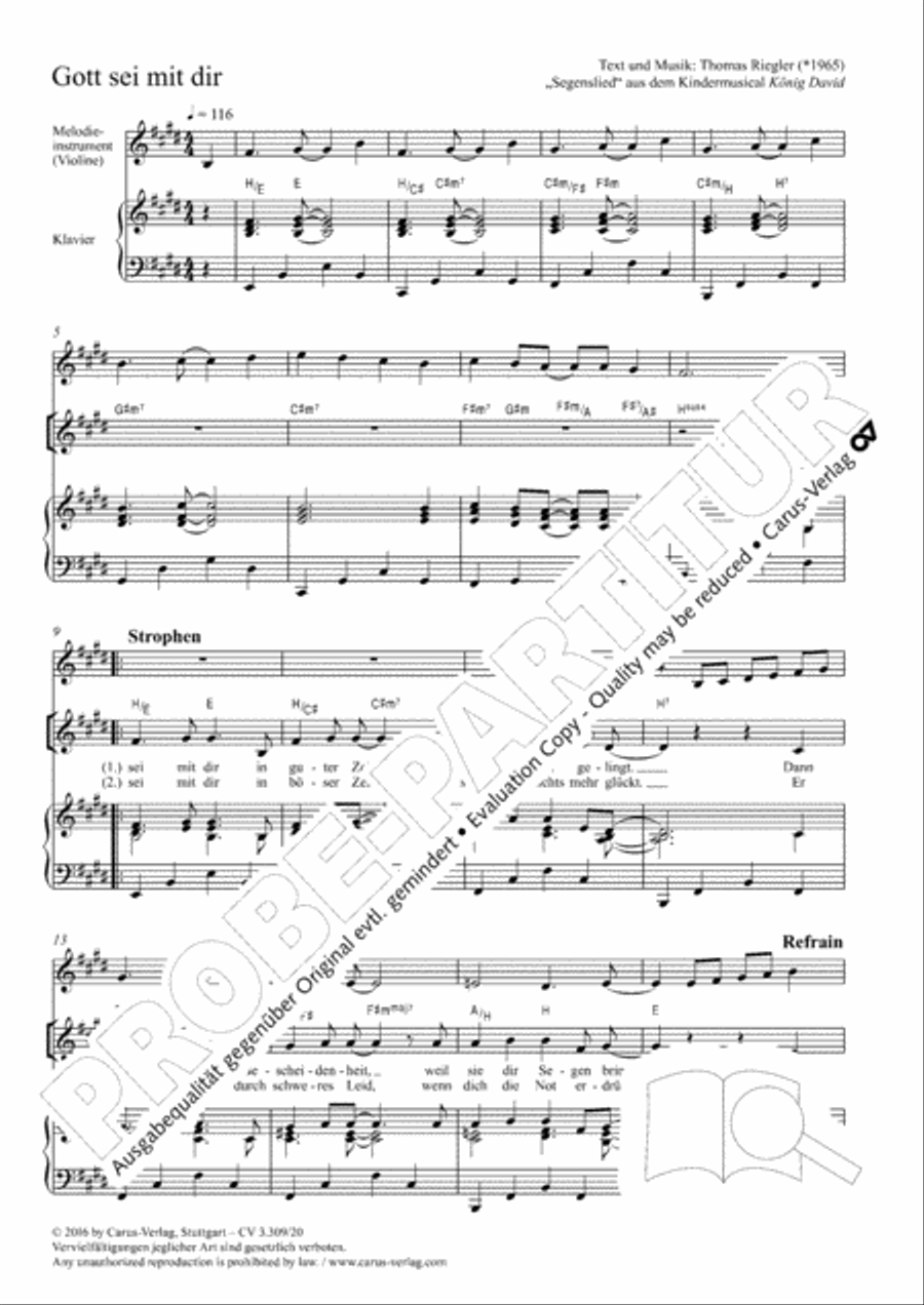 Gott sei mit dir Unison Choir scores gallery preview page 2