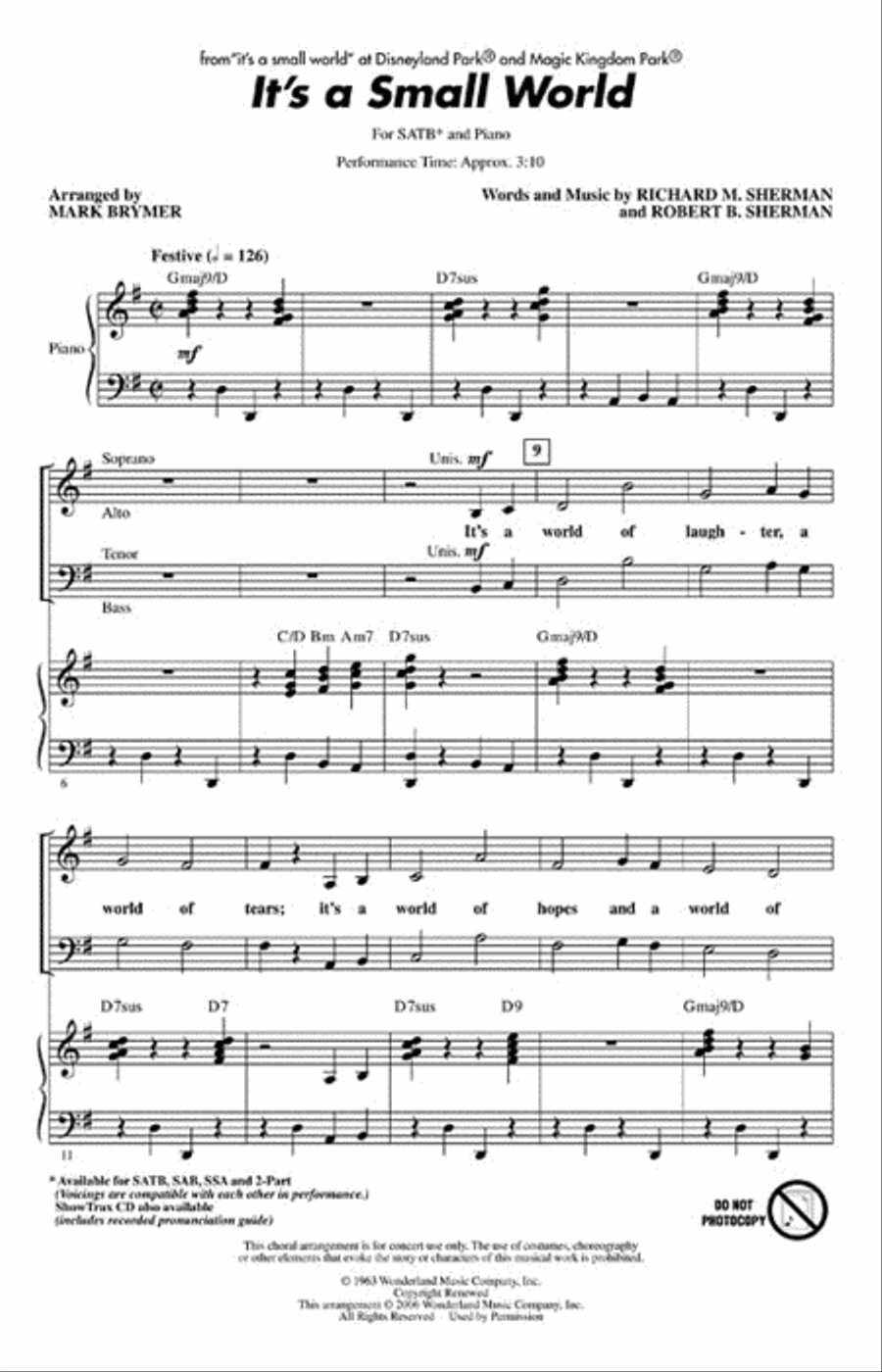 It's a Small World Choir scores gallery preview page 2