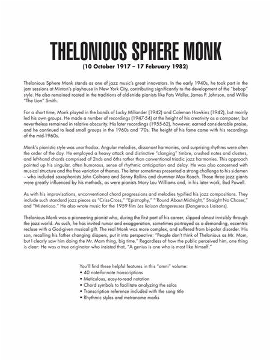 Thelonious Monk – Omnibook for Piano Piano Solo scores gallery preview page 3