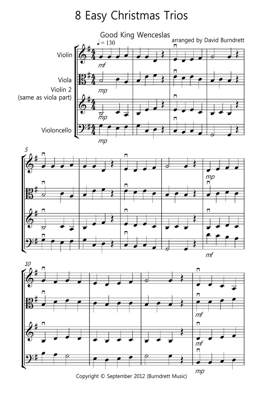 8 Easy Christmas Trios for Strings String Trio scores gallery preview page 1