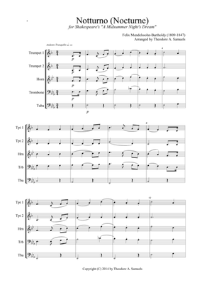 Notturno (Nocturne) for Shakespeare's "A Midsummer Night's Dream" (brass quintet)