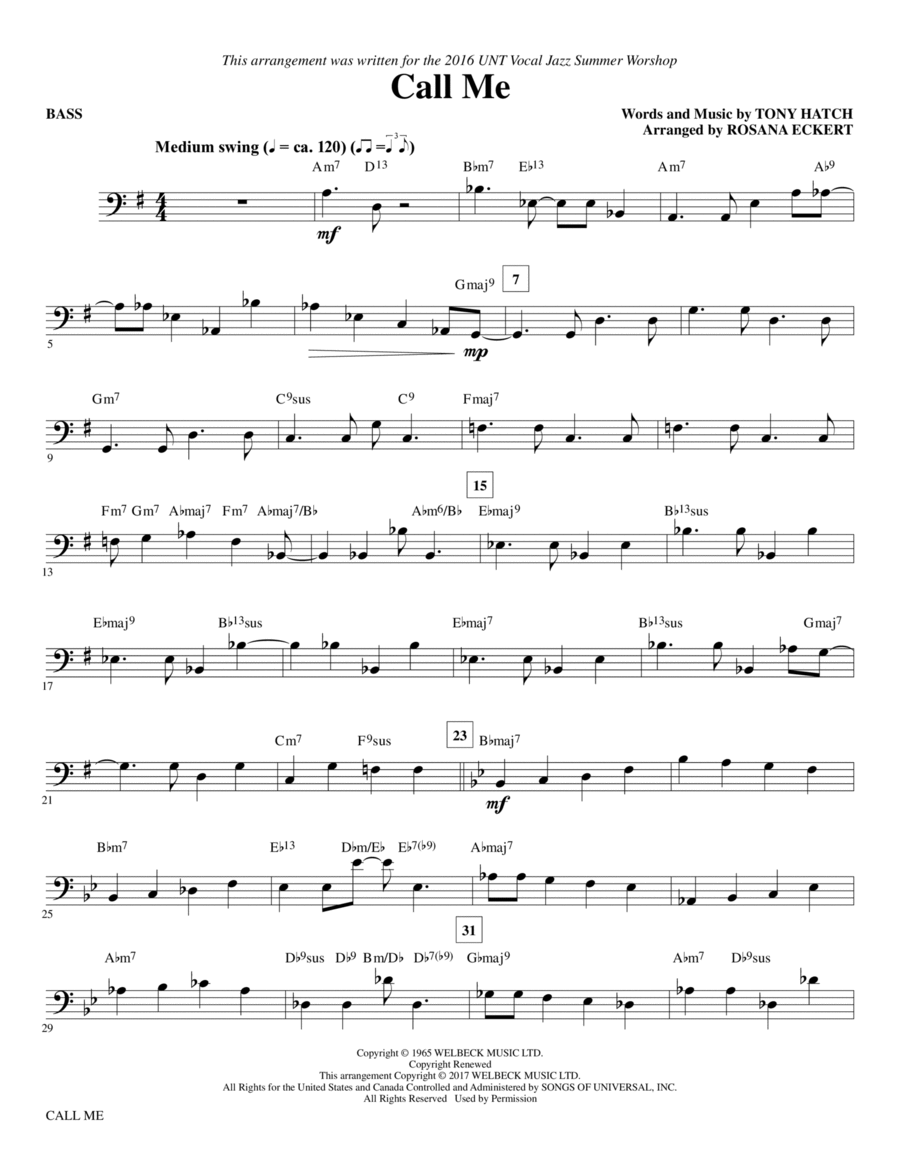 Call Me - Bass Choir scores gallery preview page 1