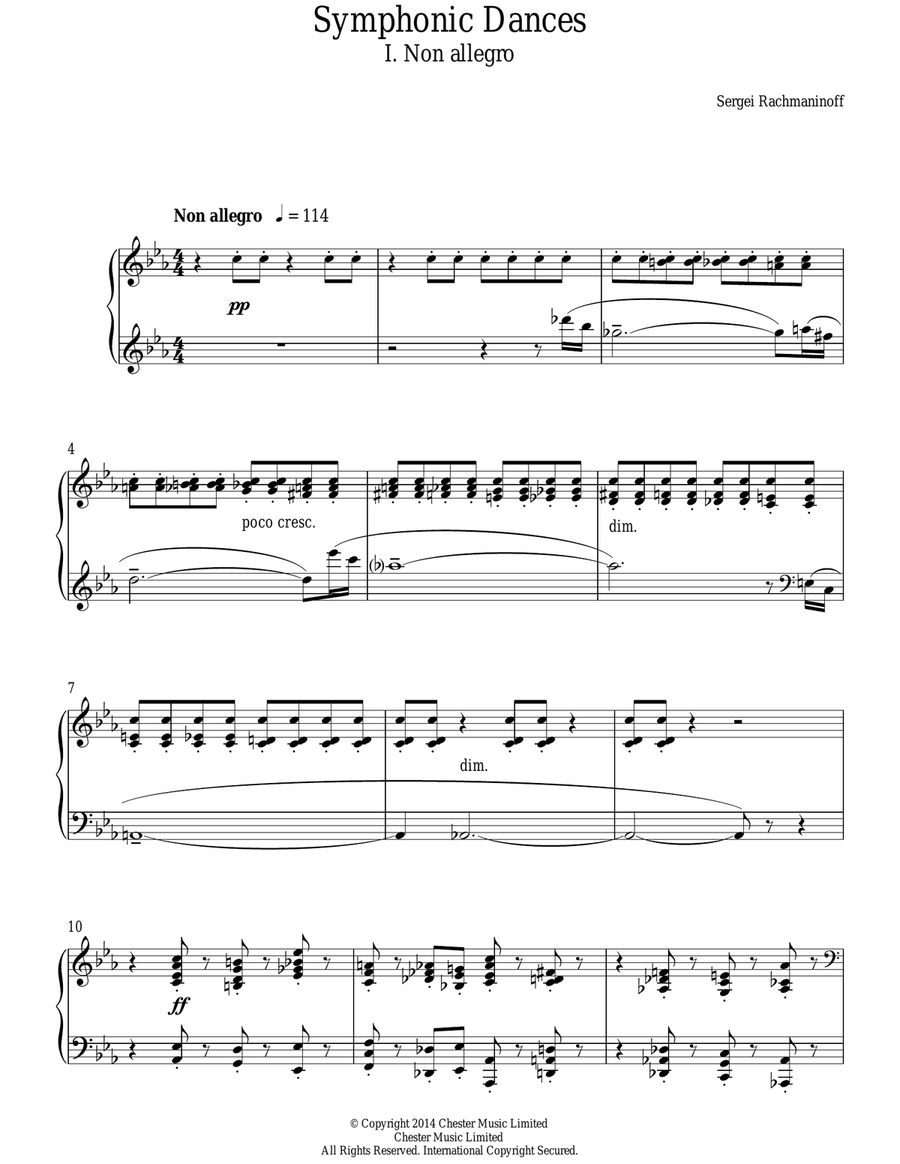 Symphonic Dances - 1st Movement Piano Solo scores gallery preview page 1
