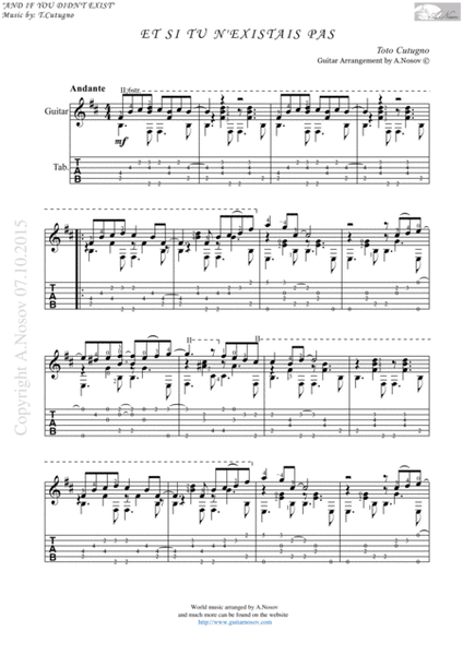 Et Si Tu N'existais Pas (Sheet music for guitar) image number null