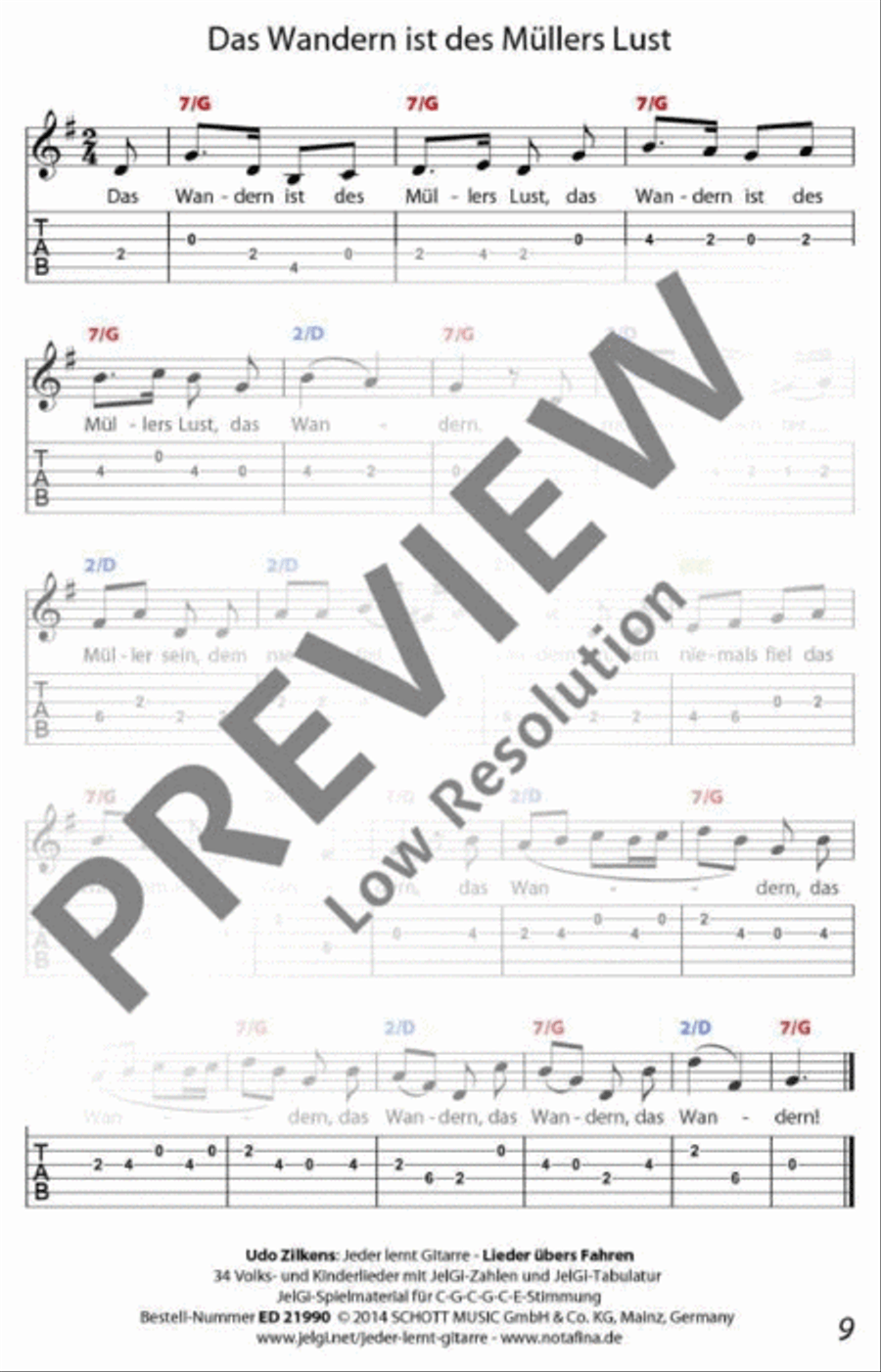Jeder lernt Gitarre - Lieder übers Fahren Classical Guitar scores gallery preview page 10