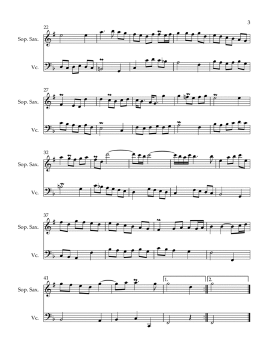 Adagio Op. 1 #1 Soprano Saxophone scores gallery preview page 3