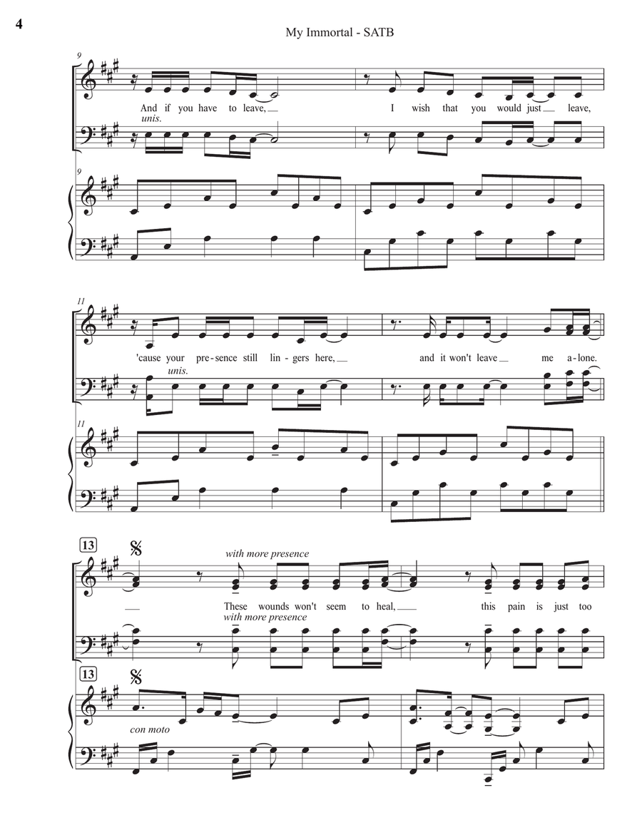 My Immortal My Immortal 4-Part scores gallery preview page 4