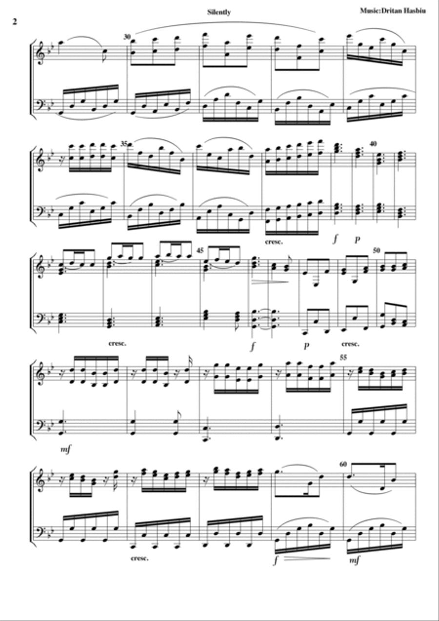 Silently Piano Solo scores gallery preview page 2