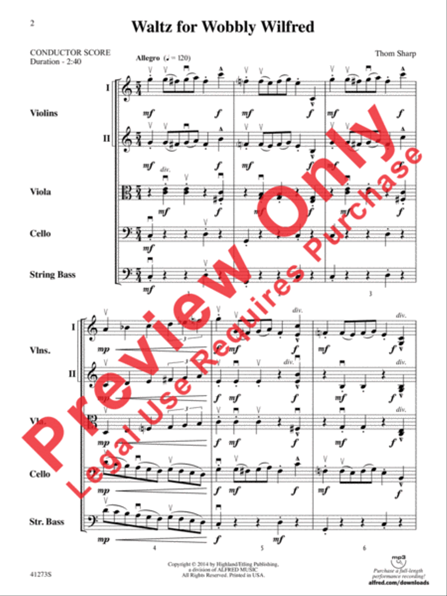 Waltz for Wobbly Wilfred Waltz for Wobbly Wilfred String Orchestra scores gallery preview page 3