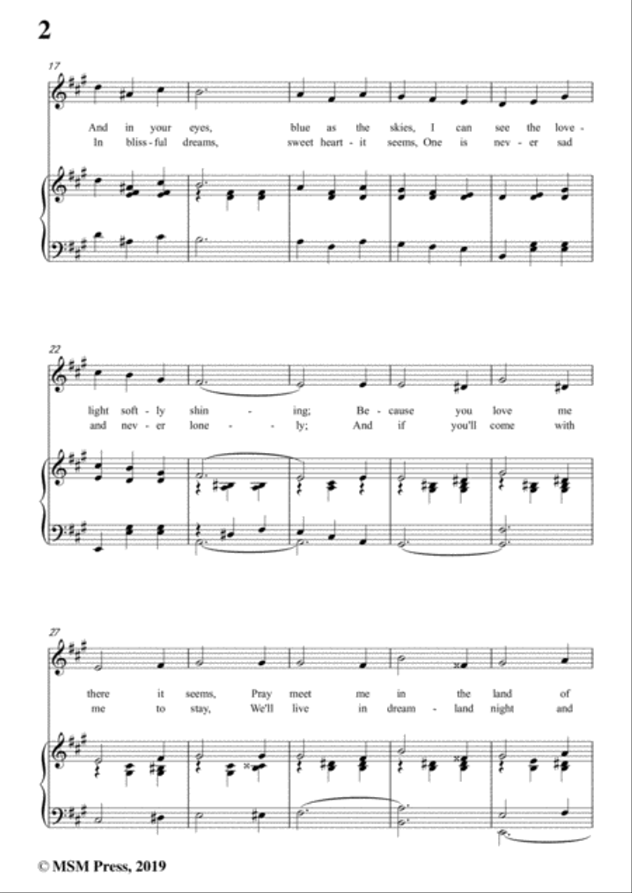 Leo Friedman-Meet Me Tonight in Dreamland,in A Major,for Voic&Piano Voice scores gallery preview page 4