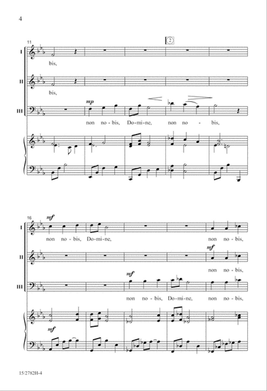 Non Nobis, Domine 3-Part scores gallery preview page 4