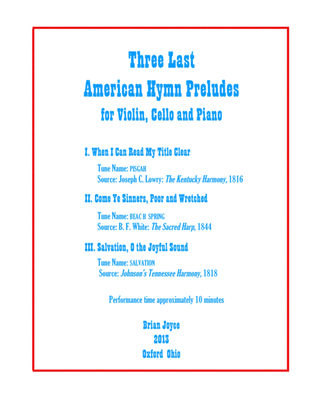 Three Last American Hymn Preludes for Violin, Cello and Piano