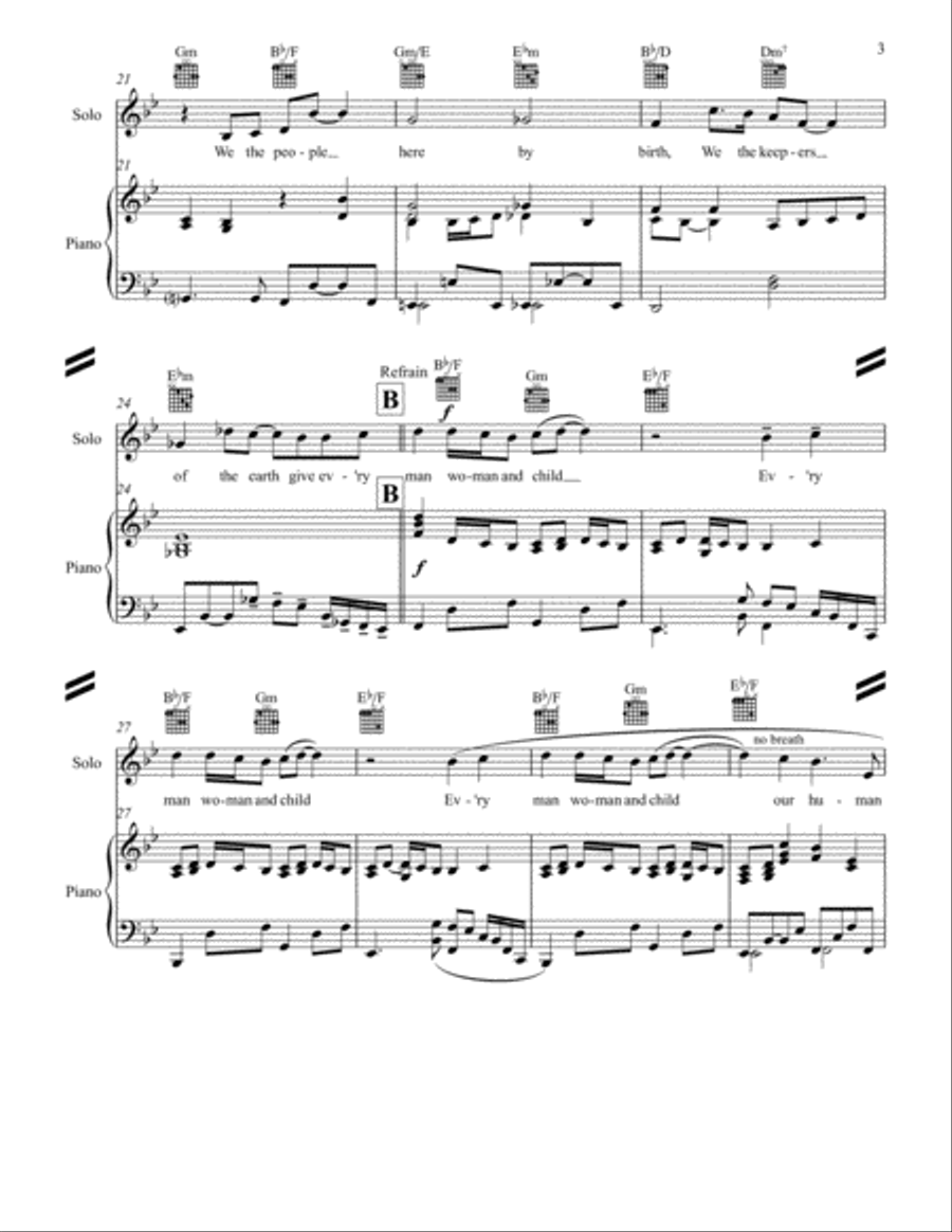 Every Man, Woman, and Child - Piano Vocal Solo - Original - Bb Major Voice Solo scores gallery preview page 3