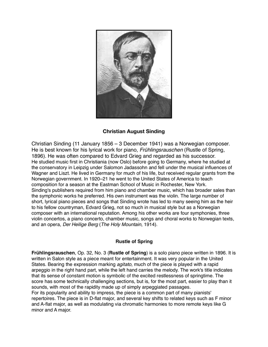 RUSTLE OF SPRING (Frülingsrauchen Op. 32 No.3) by CHRISTIAN SINDING - PIANO SOLO Piano Solo scores gallery preview page 3