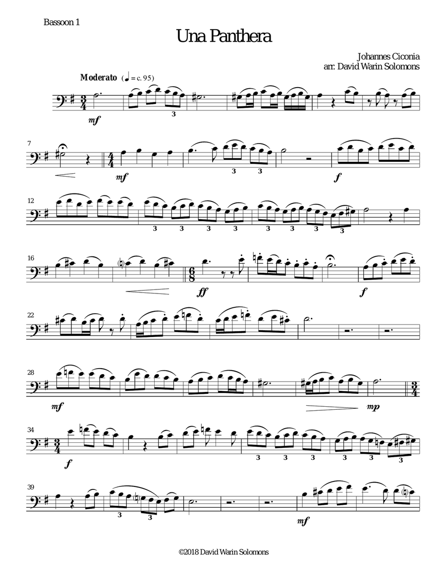 Una panthera in compagnia de Marte (A Panther in company of Mars) arranged for 3 bassoons Bassoon Solo scores gallery preview page 5