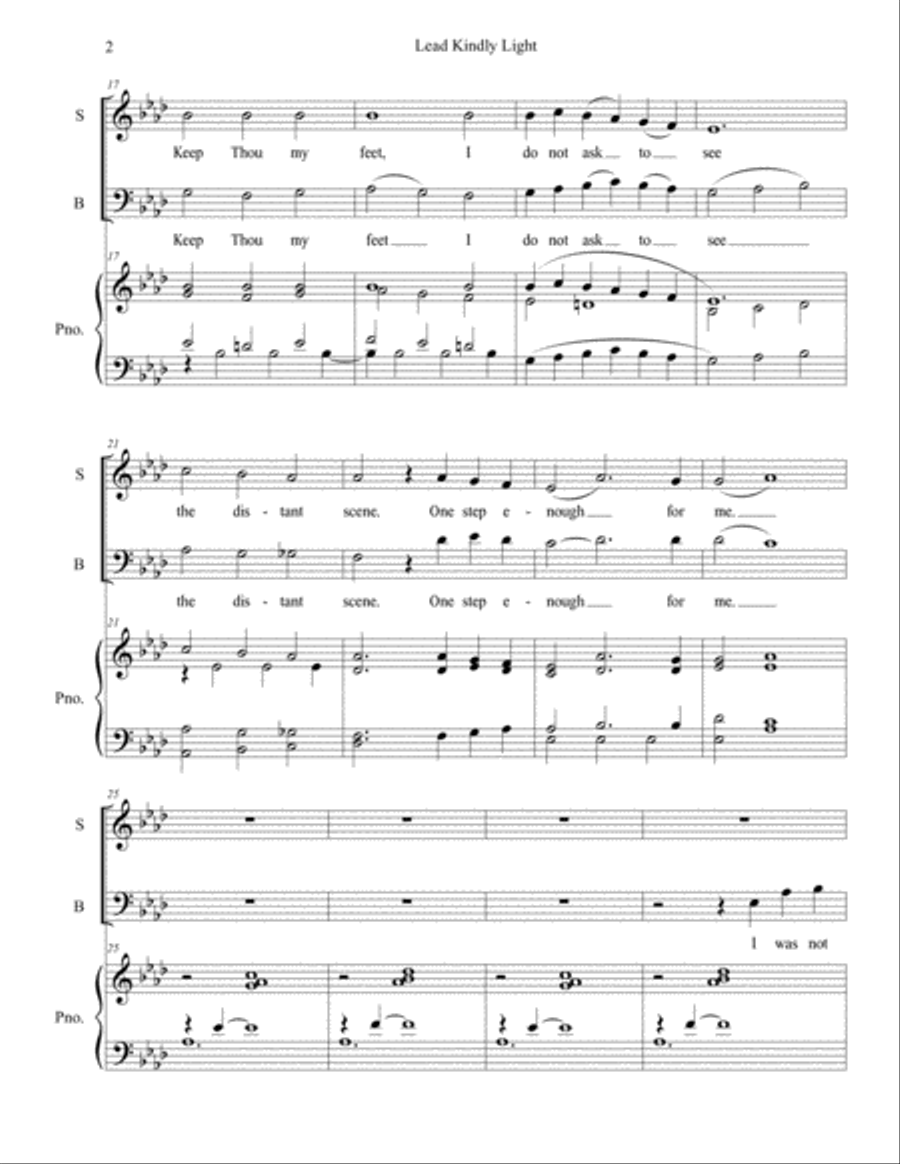 Lead Kindly Light Duet for Soprano and Tenor with Piano Accompaniment