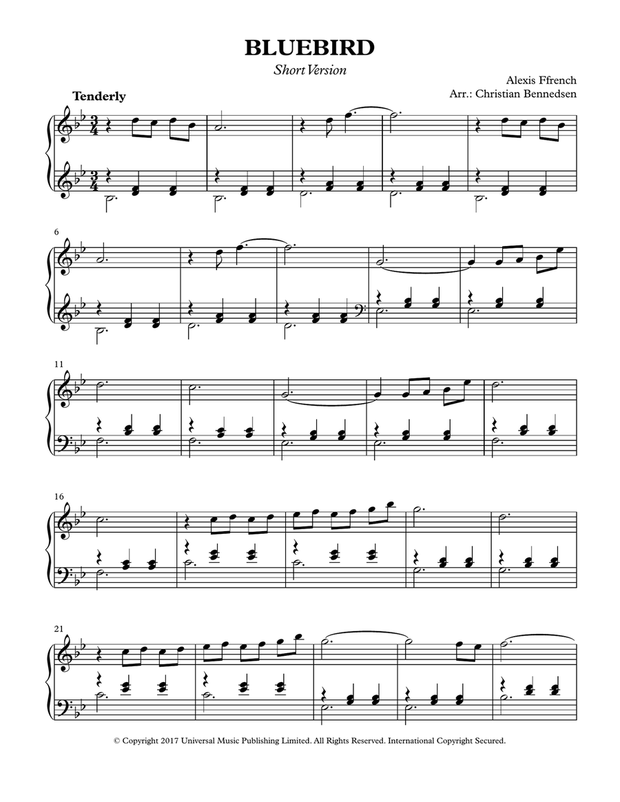 Bluebird Piano Solo scores gallery preview page 1