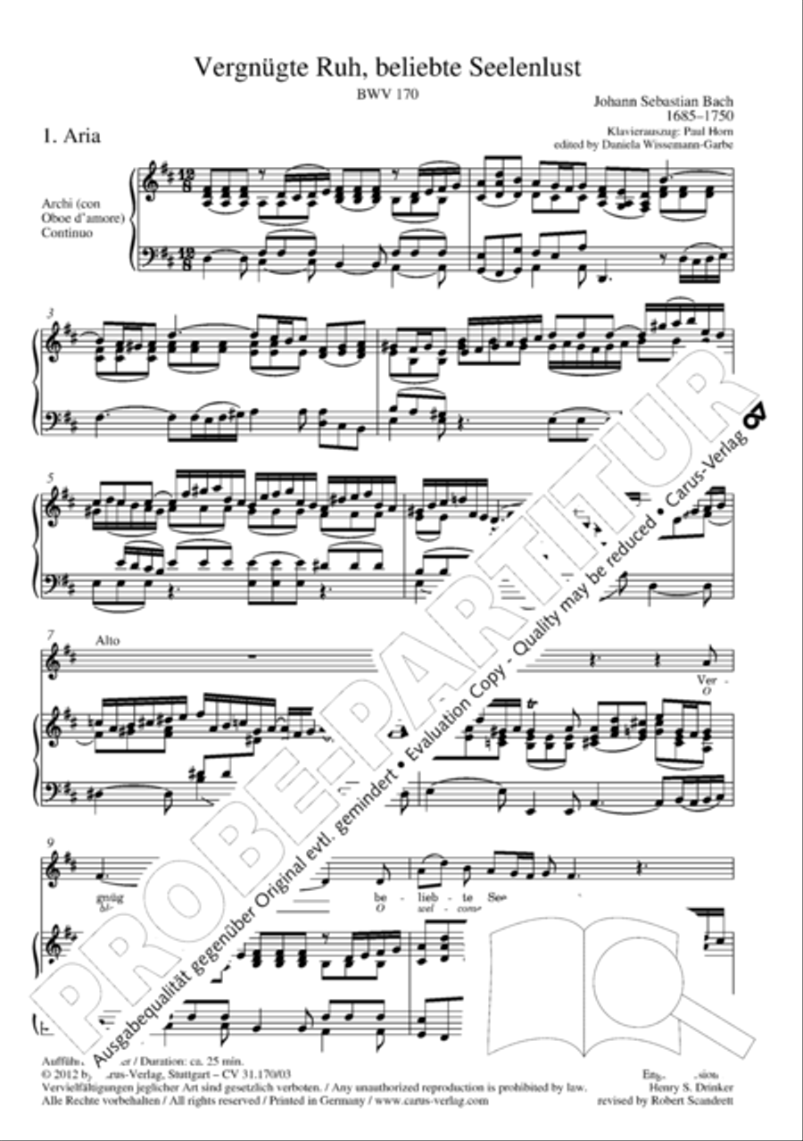O blessed rest, o welcome heart's delight (Vergnugte Ruh, beliebte Seelenlust) Flute scores gallery preview page 6