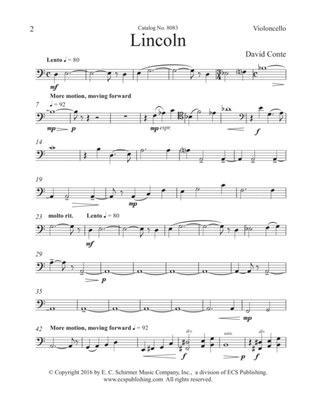 Lincoln (Cello Part) (Downloadable)