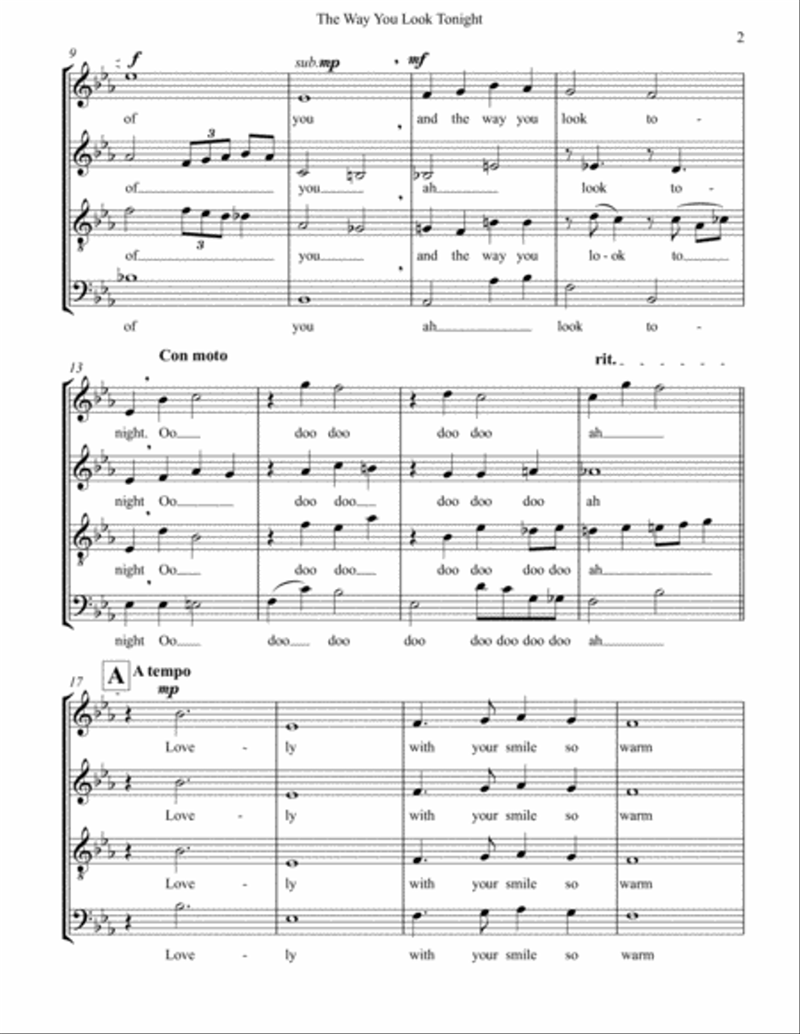 The Way You Look Tonight 4-Part scores gallery preview page 2