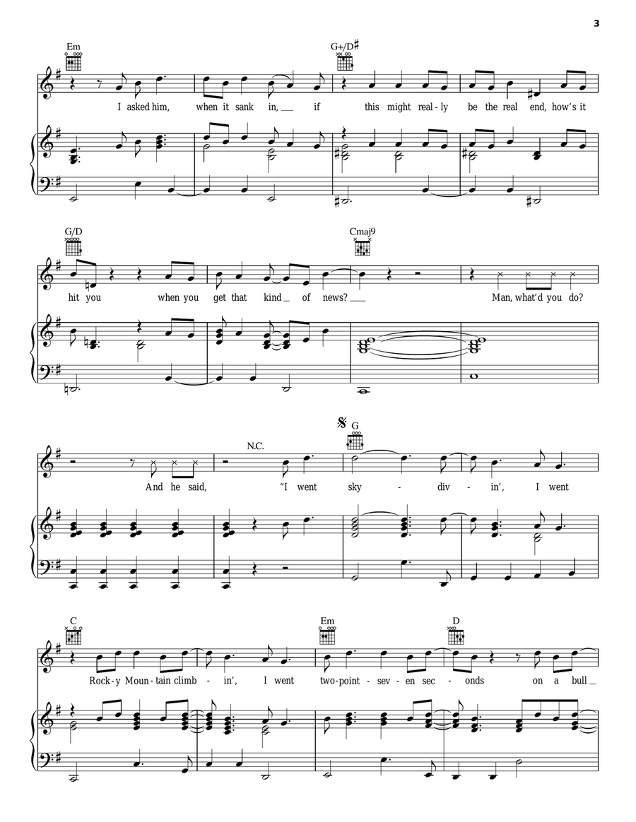 Live Like You Were Dying Live Like You Were Dying Piano, Vocal, Guitar scores gallery preview page 3