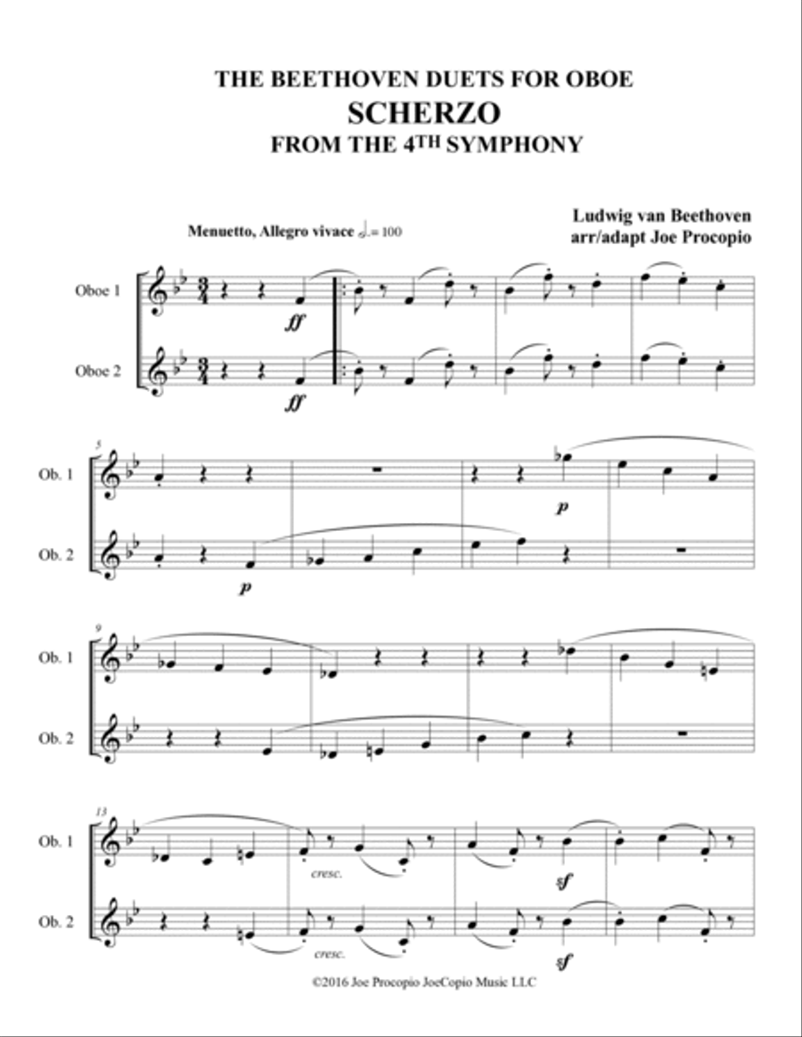 The Beethoven Duets For Oboe Volume 2 Scherzi 4, 5 and 6 image number null