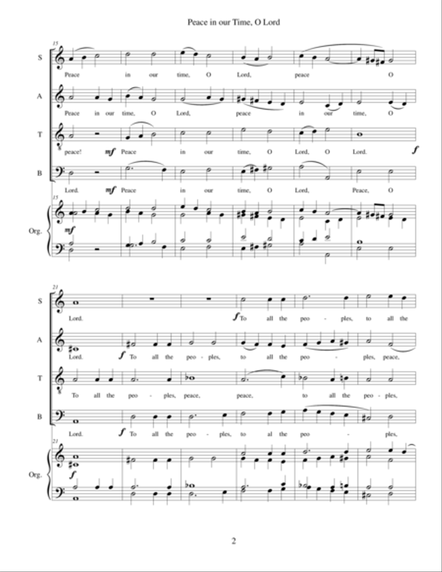 Peace in our time, O Lord 4-Part scores gallery preview page 2