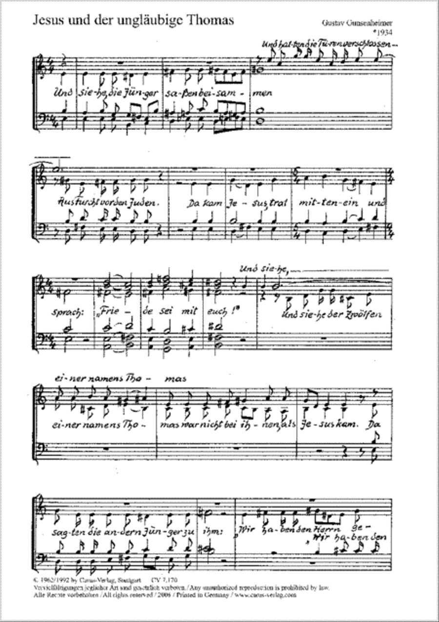 Jesus und der unglaubige Thomas SSATBB scores gallery preview page 1