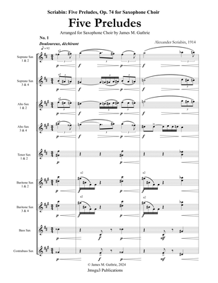 Scriabin: Five Preludes, Op. 74 for Saxophone Choir - Score Only