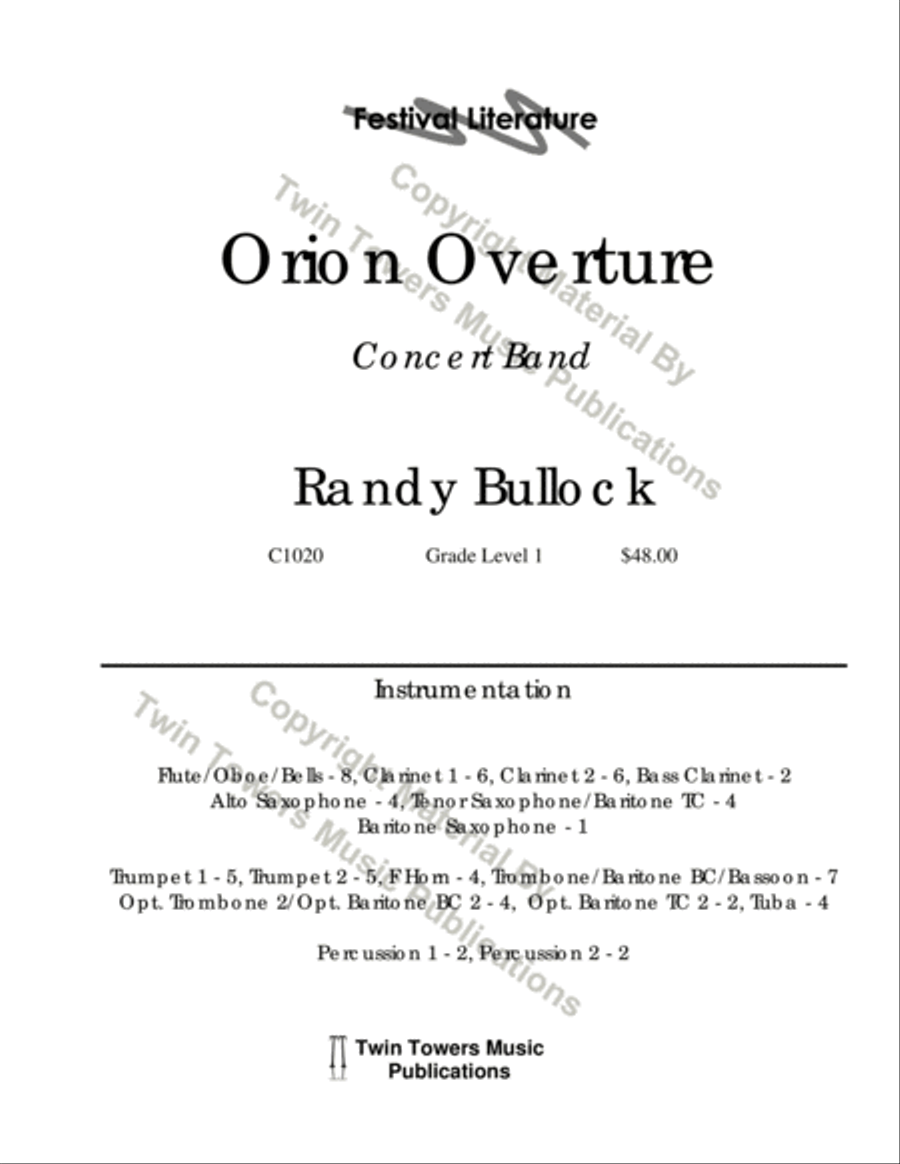 Orion Overture Orion Overture Concert Band scores gallery preview page 2