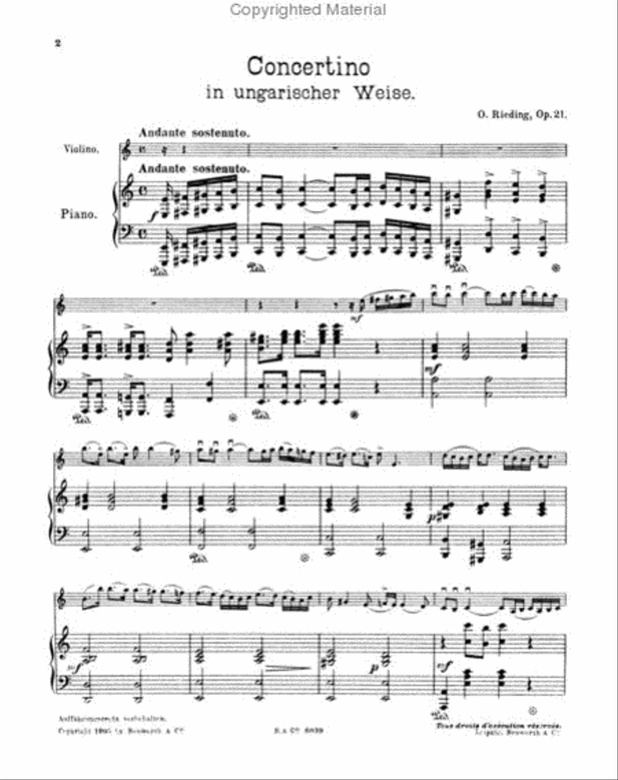 Concertino in A Minor for Violin and Piano Op. 21 Violin Solo scores gallery preview page 2