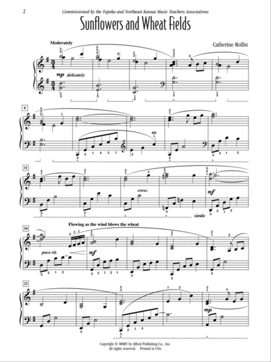Sunflowers and Wheat Fields Piano Solo scores gallery preview page 2