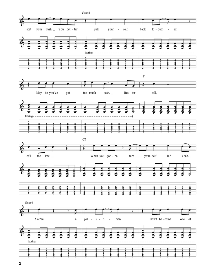 My Brain Is Hanging Upside Down (Bonzo Goes To Bitburg) Acoustic Guitar scores gallery preview page 2